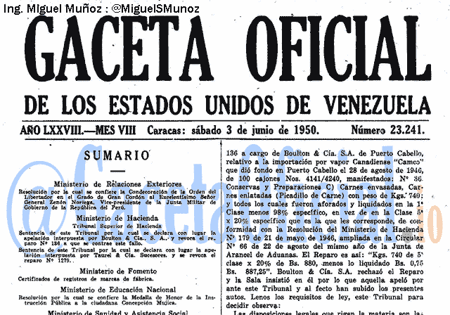 Gaceta Oficial 23241 del 3 Junio 1950