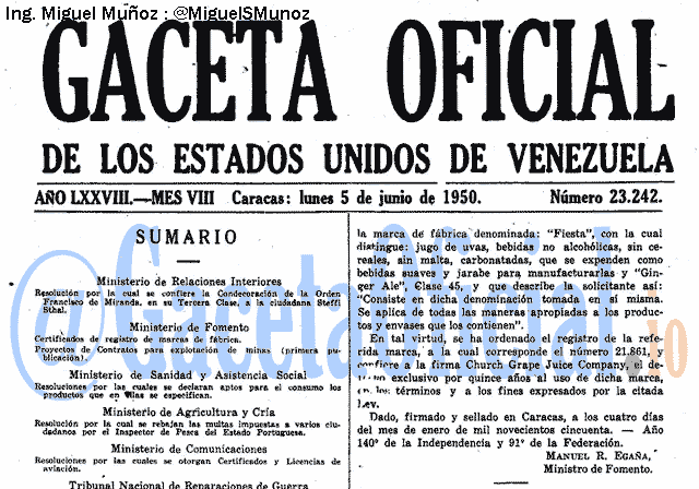 Gaceta Oficial 23242 del 5 Junio 1950