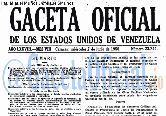Gaceta Oficial 23244 del 7 Junio 1950