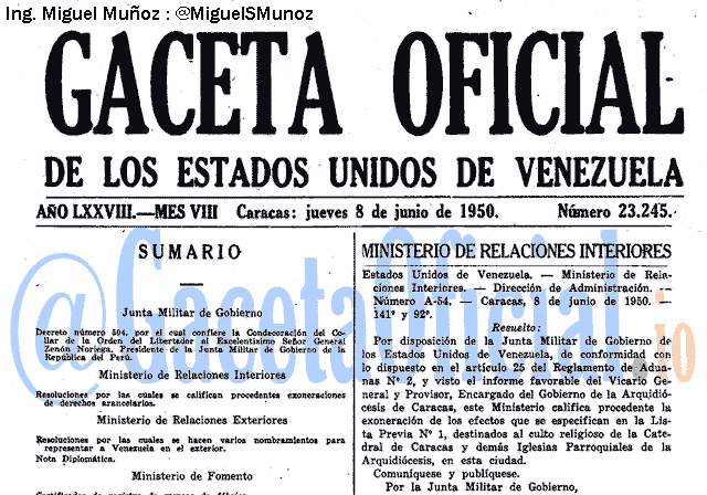 Gaceta Oficial 23245 del 8 Junio 1950