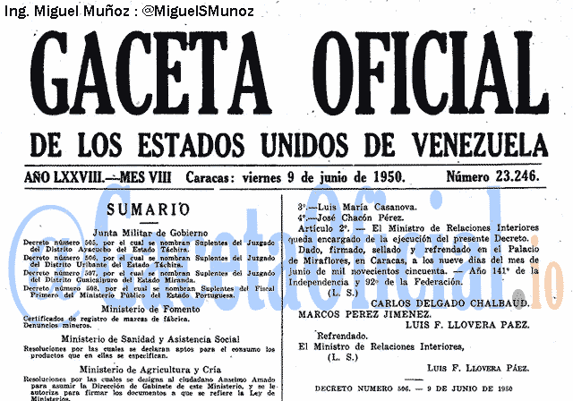 Gaceta Oficial 23246 del 9 Junio 1950