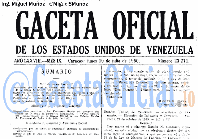 Gaceta Oficial 23271 del 10 Julio 1950