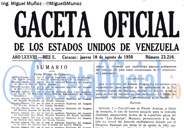 Gaceta Oficial 23298 del 10 Agosto 1950