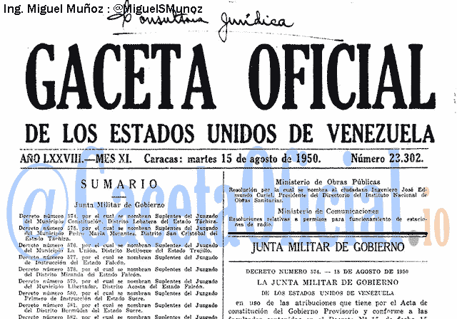 Gaceta Oficial 23302 del 15 Agosto 1950