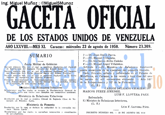Gaceta Oficial 23309 del 23 Agosto 1950