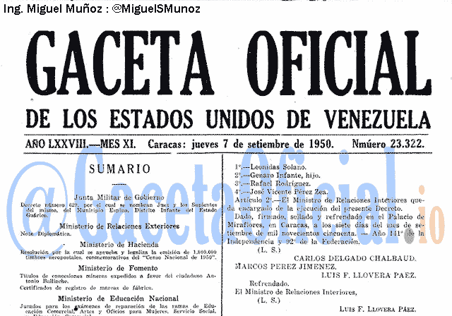 Gaceta Oficial 23322 del 7 Septiembre 1950