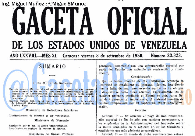 Gaceta Oficial 23323 del 8 Septiembre 1950