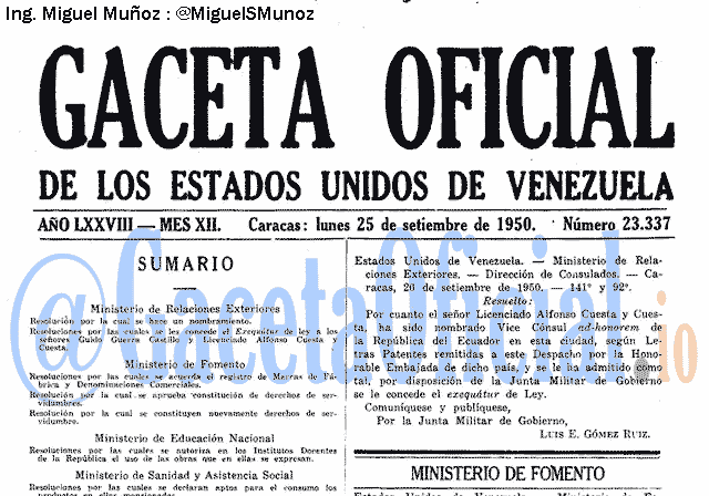 Gaceta Oficial 23337 del 25 Septiembre 1950