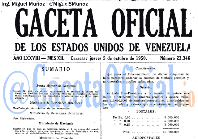 Gaceta Oficial 23346 del 5 Octubre 1950