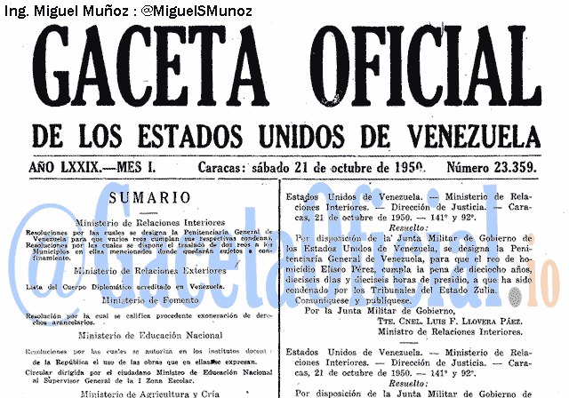Gaceta Oficial 23359 del 21 Octubre 1950