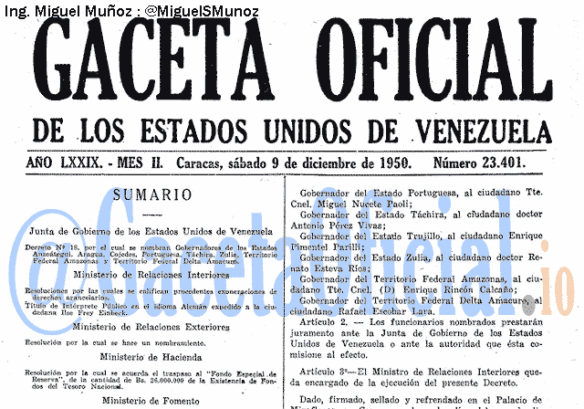 Gaceta Oficial 23401 del 9 Diciembre 1950