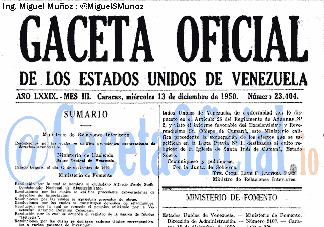 Gaceta Oficial 23404 del 13 Diciembre 1950