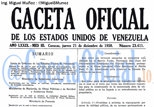 Gaceta Oficial 23411 del 21 Diciembre 1950