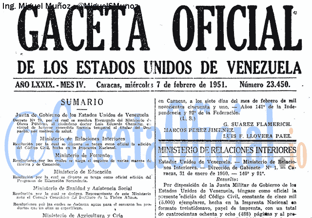 Gaceta Oficial 23450 del 7 Febrero 1951