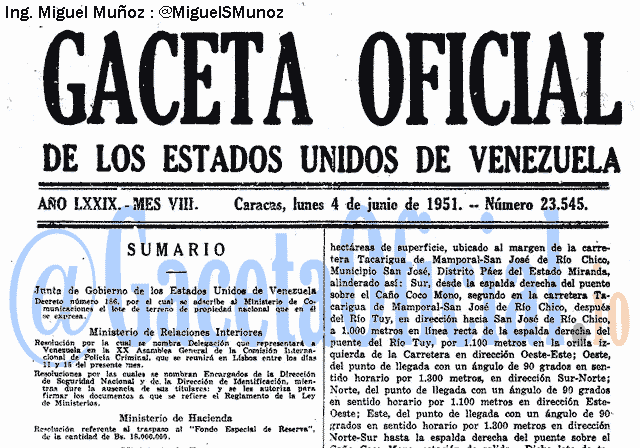 Gaceta Oficial 23545 del 4 Junio 1951