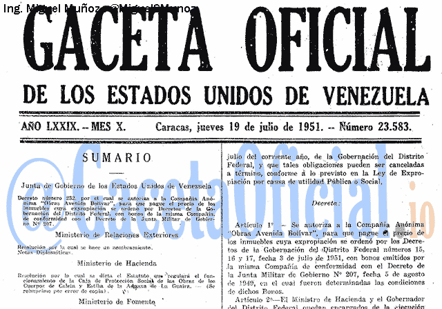 Gaceta Oficial 23583 del 19 Julio 1951