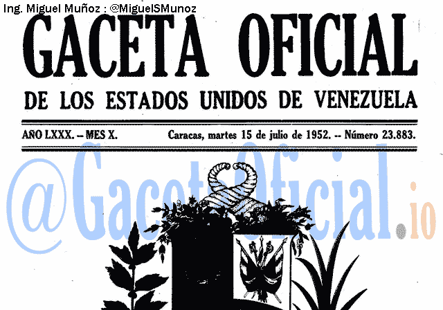 Gaceta Oficial 23883 del 15 Julio 1952