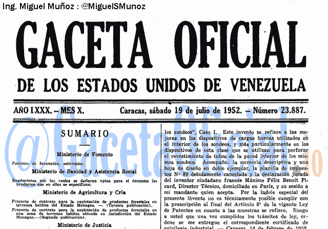 Gaceta Oficial 23887 del 19 Julio 1952