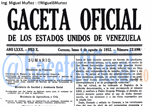 Gaceta Oficial 23899 del 4 Agosto 1952