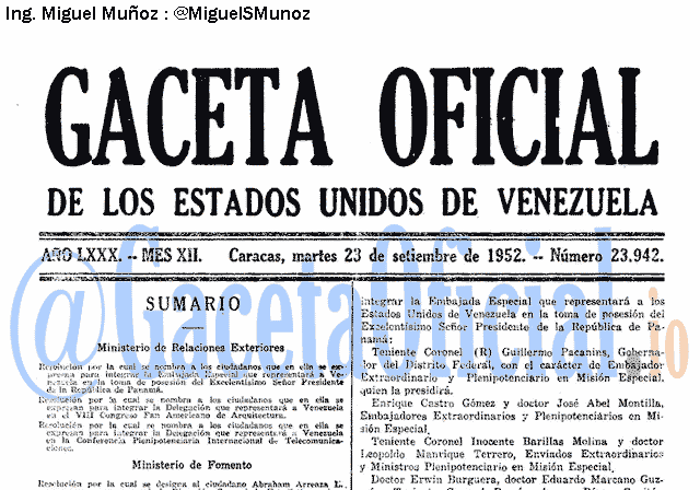 Gaceta Oficial 23942 del 23 Septiembre 1952