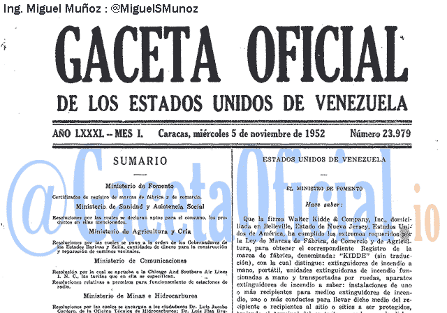 Gaceta Oficial 23979 del 5 Noviembre 1952