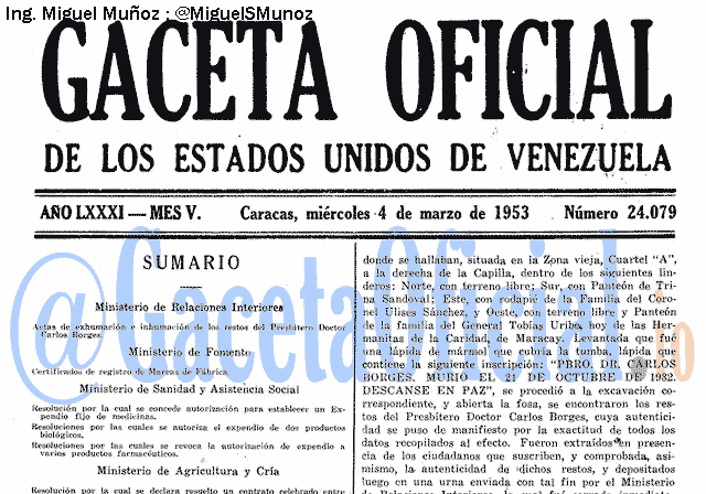 Gaceta Oficial 24079 del 4 Marzo 1953