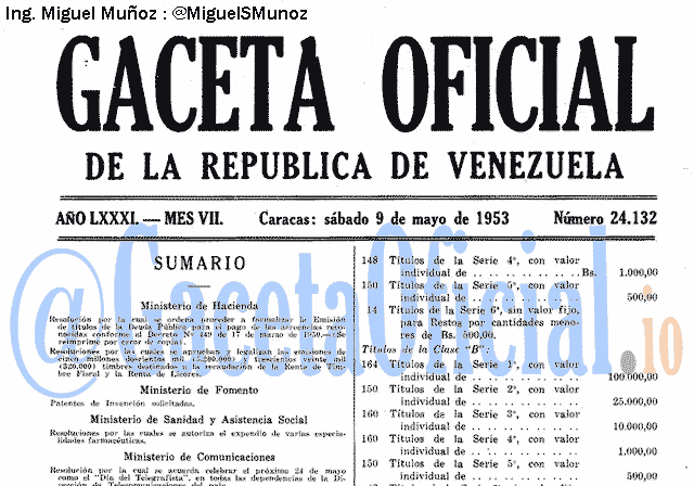 Gaceta Oficial 24132 del 9 Mayo 1953