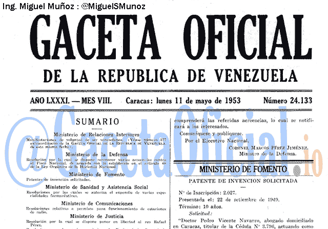 Gaceta Oficial 24133 del 11 Mayo 1953