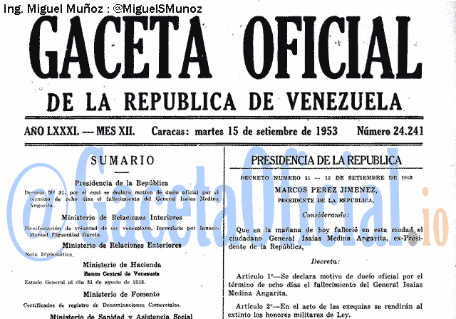 Gaceta Oficial 24241 del 15 Septiembre 1953
