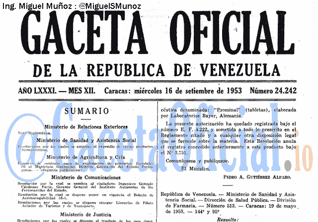 Gaceta Oficial 24242 del 16 Septiembre 1953