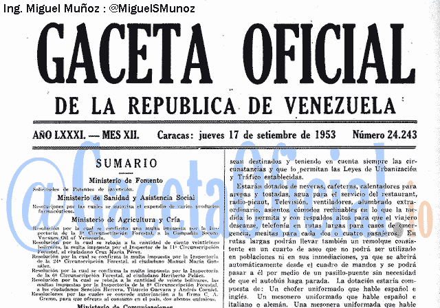 Gaceta Oficial 24243 del 17 Septiembre 1953
