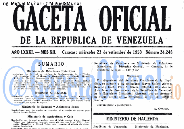 Gaceta Oficial 24248 del 23 Septiembre 1953