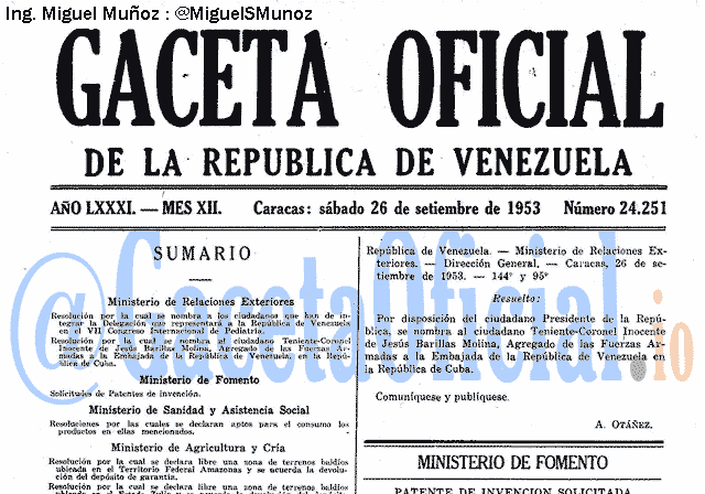 Gaceta Oficial 24251 del 26 Septiembre 1953