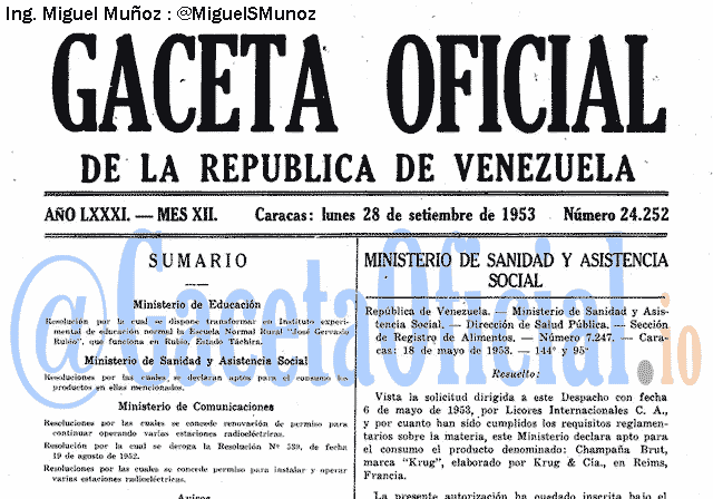 Gaceta Oficial 24252 del 28 Septiembre 1953