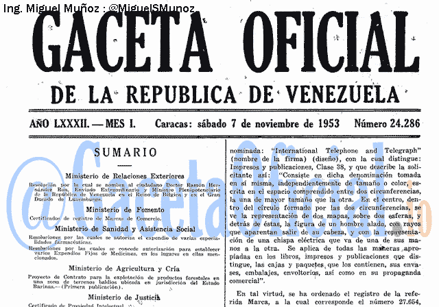 Gaceta Oficial 24286 del 7 Noviembre 1953