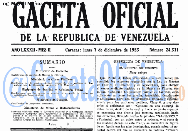 Gaceta Oficial 24311 del 7 Diciembre 1953