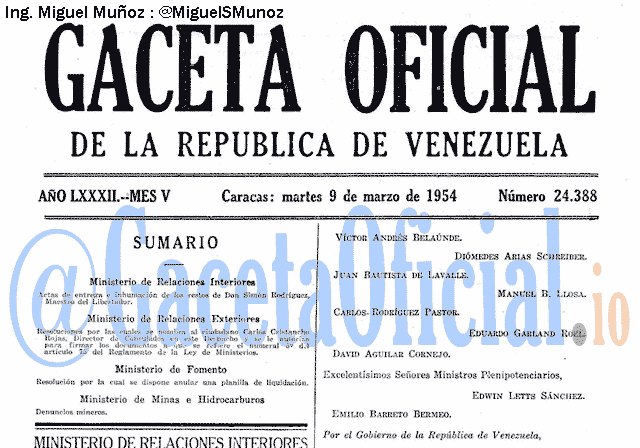 Gaceta Oficial 24388 del 9 Marzo 1954