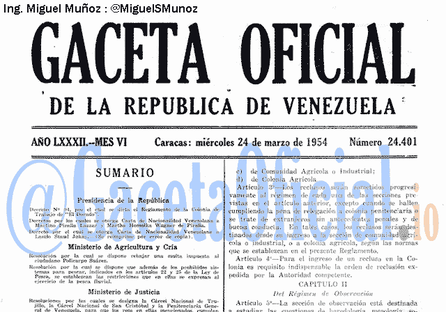 Gaceta Oficial 24401 del 24 Marzo 1954