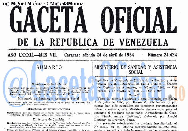 Gaceta Oficial 24424 del 24 Abril 1954