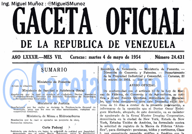 Gaceta Oficial 24431 del 4 Mayo 1954