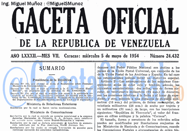 Gaceta Oficial 24432 del 5 Mayo 1954