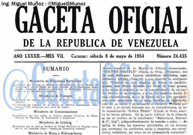 Gaceta Oficial 24435 del 8 Mayo 1954