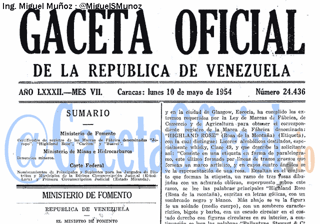 Gaceta Oficial 24436 del 10 Mayo 1954