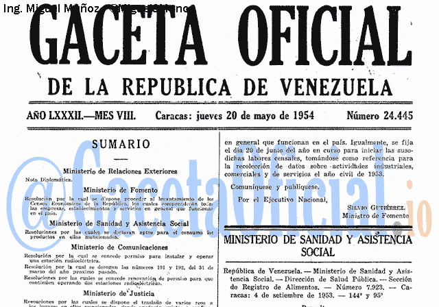 Gaceta Oficial 24445 del 20 Mayo 1954