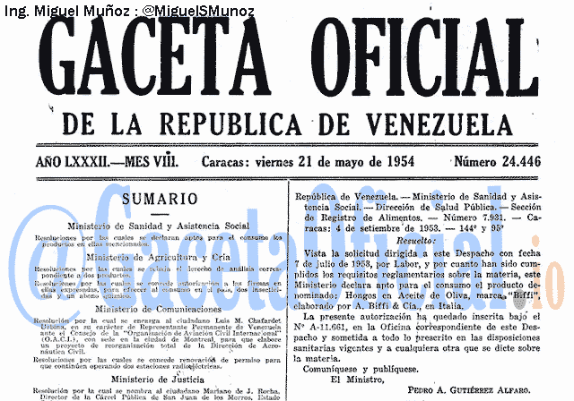 Gaceta Oficial 24446 del 21 Mayo 1954