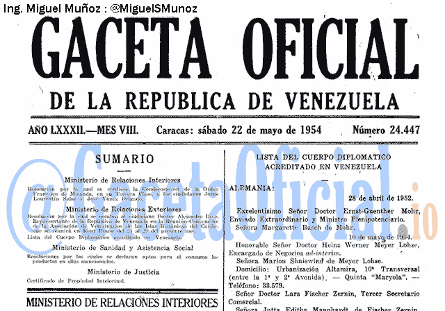Gaceta Oficial 24447 del 22 Mayo 1954