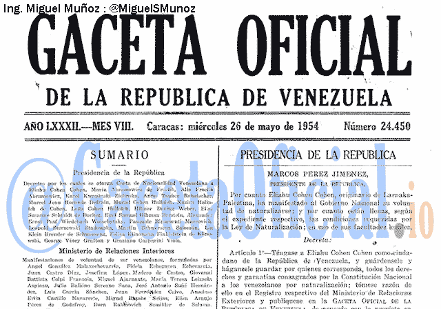Gaceta Oficial 24450 del 26 Mayo 1954