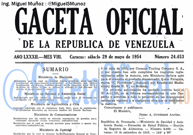 Gaceta Oficial 24453 del 29 Mayo 1954