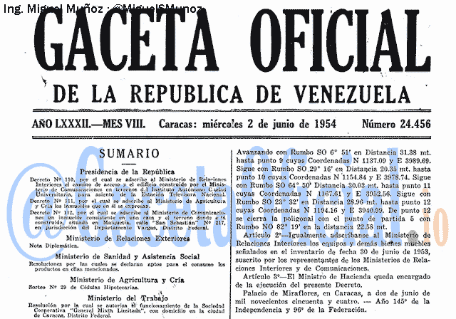 Gaceta Oficial 24456 del 2 Junio 1954