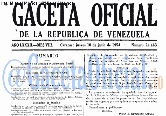 Gaceta Oficial 24463 del 10 Junio 1954